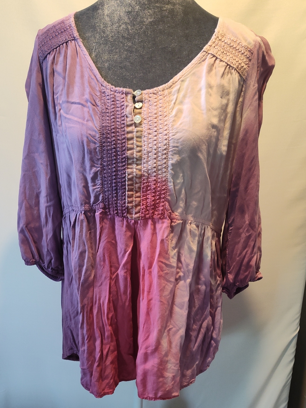 Women's Purple Ombre Peasant Top - Lightweight, Sz S